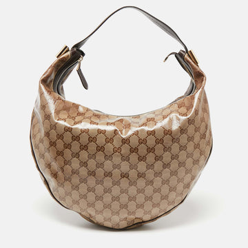 Gucci Beige/Brown GG Crystal Canvas Duchessa Hobo