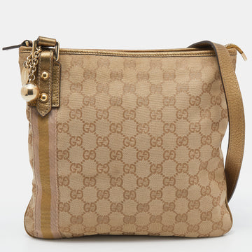 Gucci Beige/Gold GG Canvas Jolicoeur Charms Messenger Bag