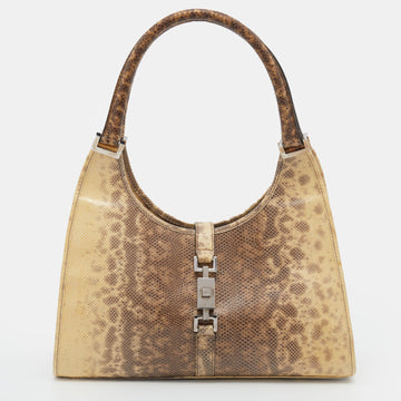 Gucci Beige Karung Jackie Bardot Hobo