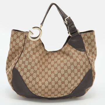 Gucci Beige/Brown GG Canvas and Leather Charlotte Hobo