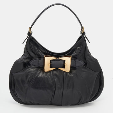 Gucci Black Leather Large Queen Hobo