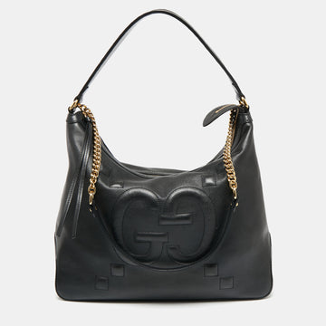 Gucci Black Leather GG Apollo Shoulder Bag