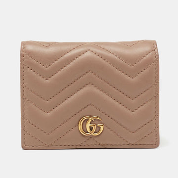 Gucci Dusky Pink Matelasse Leather GG Marmont Card Case