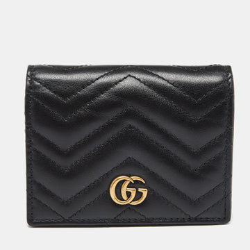 Gucci Black Matelasse Leather GG Marmont Card Case