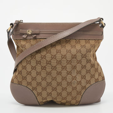 Gucci Beige/Brown GG Canvas and Leather Mayfair Bow Crossbody Bag