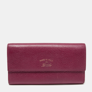 Gucci Burgundy Leather Swing Flap Continental Wallet