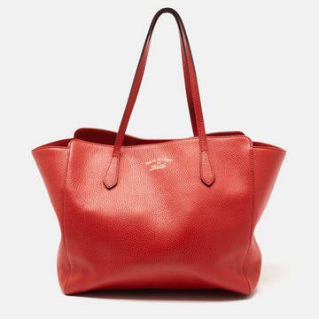 Gucci Red Leather Large Swing Shopper Tote