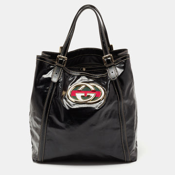 Gucci Black Coated Fabric Large Dialux Britt Tote