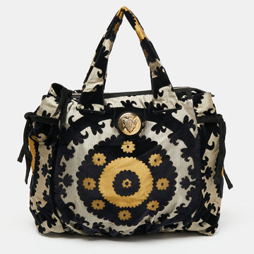 Gucci Black/Yellow Velvet and Fabric Tapestry Hysteria Hobo