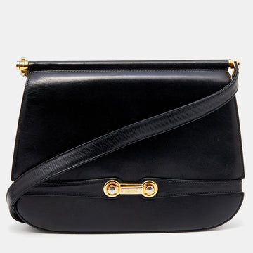 Gucci Black Leather Horsebit Shoulder Bag