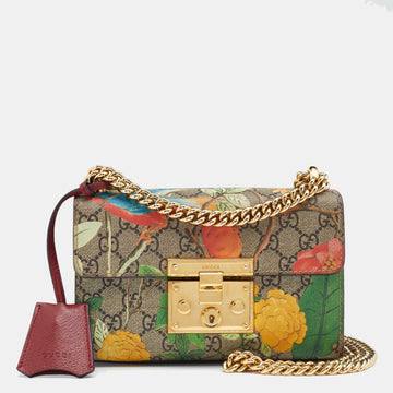 Gucci Multicolor Tian GG Supreme Canvas and Leather Small Padlock Shoulder Bag