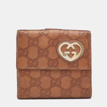 Gucci Metallic Bronze Guccissima Leather Interlocking GG Flap French Wallet