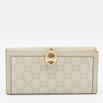 Gucci Off White Guccissima Leather Wave Continental Wallet