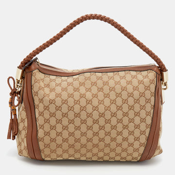 Gucci Beige/Brown GG Canvas And Leather Medium Bella Hobo