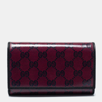 Gucci Fuchsia/Black Crystal GG Canvas and Leather Trifold Wallet