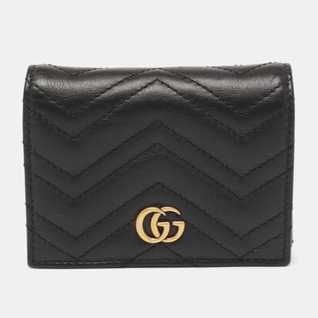 Gucci Black Matelasse Leather GG Marmont Card Case