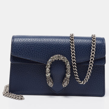Gucci Navy Blue Leather Dionysus Super Mini Wallet on Chain