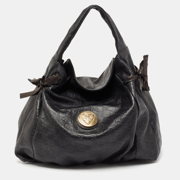 Gucci Black Guccissima Leather Hysteria Shoulder Bag