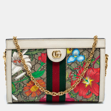 Gucci Multicolor Floral Supreme Canvas And Leather Small Ophidia Shoulder Bag