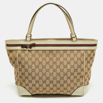 Gucci Beige/Cream GG Canvas and Leather Mayfair Tote