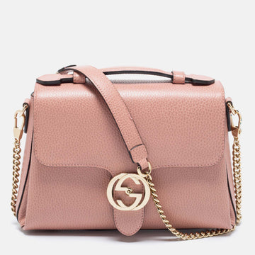 Gucci Dusty Pink Leather Dollar Interlocking G Top Handle Bag