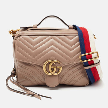 Gucci Beige Leather GG Marmont Shoulder Bag