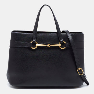 Gucci Black Leather Bright Bit Tote