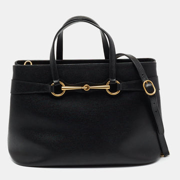 Gucci Black Leather Bright Bit Tote