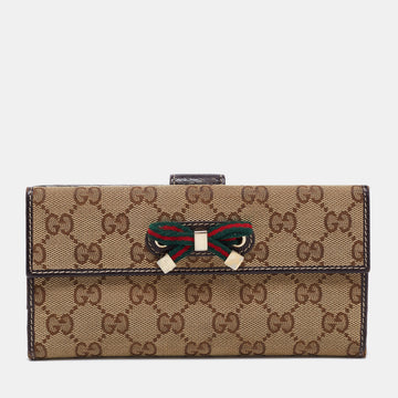 Gucci Beige/Brown GG Canvas and Leather Continental Wallet