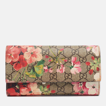 Gucci Multicolor GG Supreme Canvas Blooms Continental Wallet