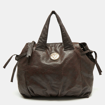 Gucci Dark Brown Guccissima Leather Large Hysteria Tote