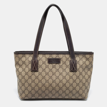 Gucci Beige/Brown GG Supreme Canvas and Leather Tote