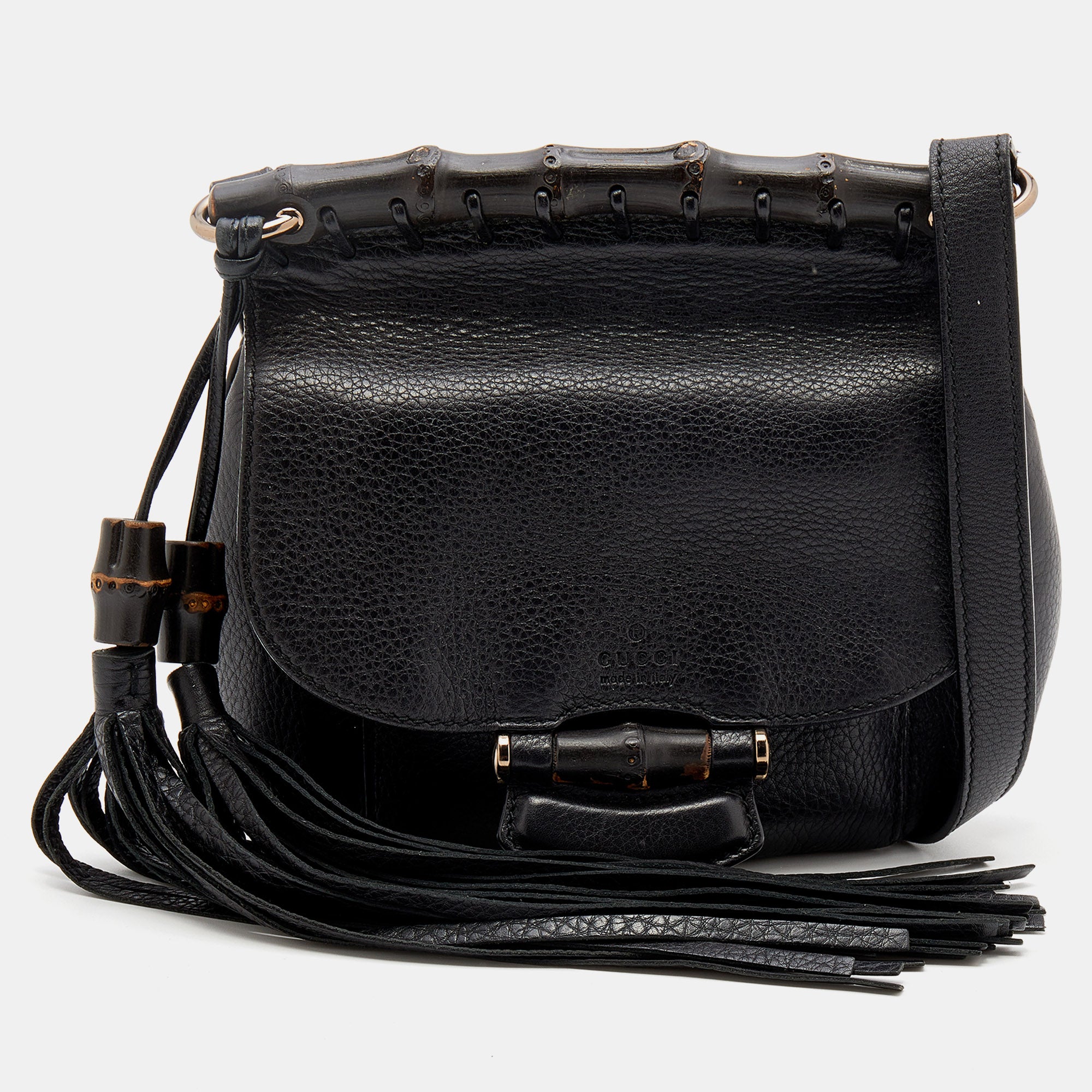 Gucci black sale tassel bag