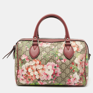 Gucci Multicolor GG Supreme Blooms Canvas And Leather Boston Bag