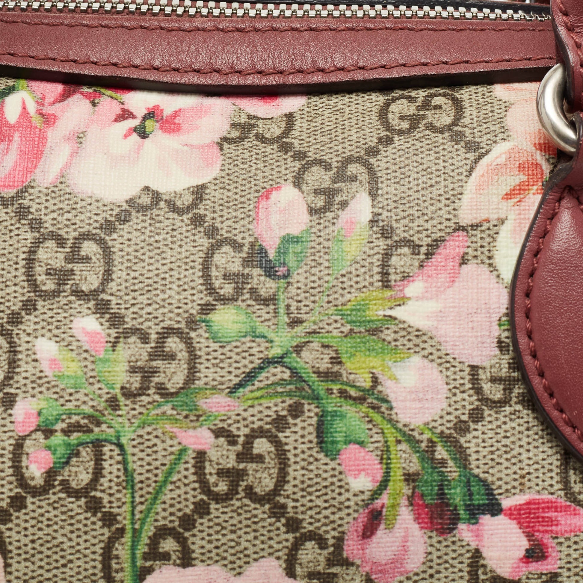 Gucci 'linea A' Small Floral Embroidered Gg Supreme Boston Bag