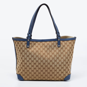 Gucci Beige/Blue GG Canvas And Leather Craft Tote