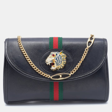 Gucci Black Leather Small Rajah Shoulder Bag