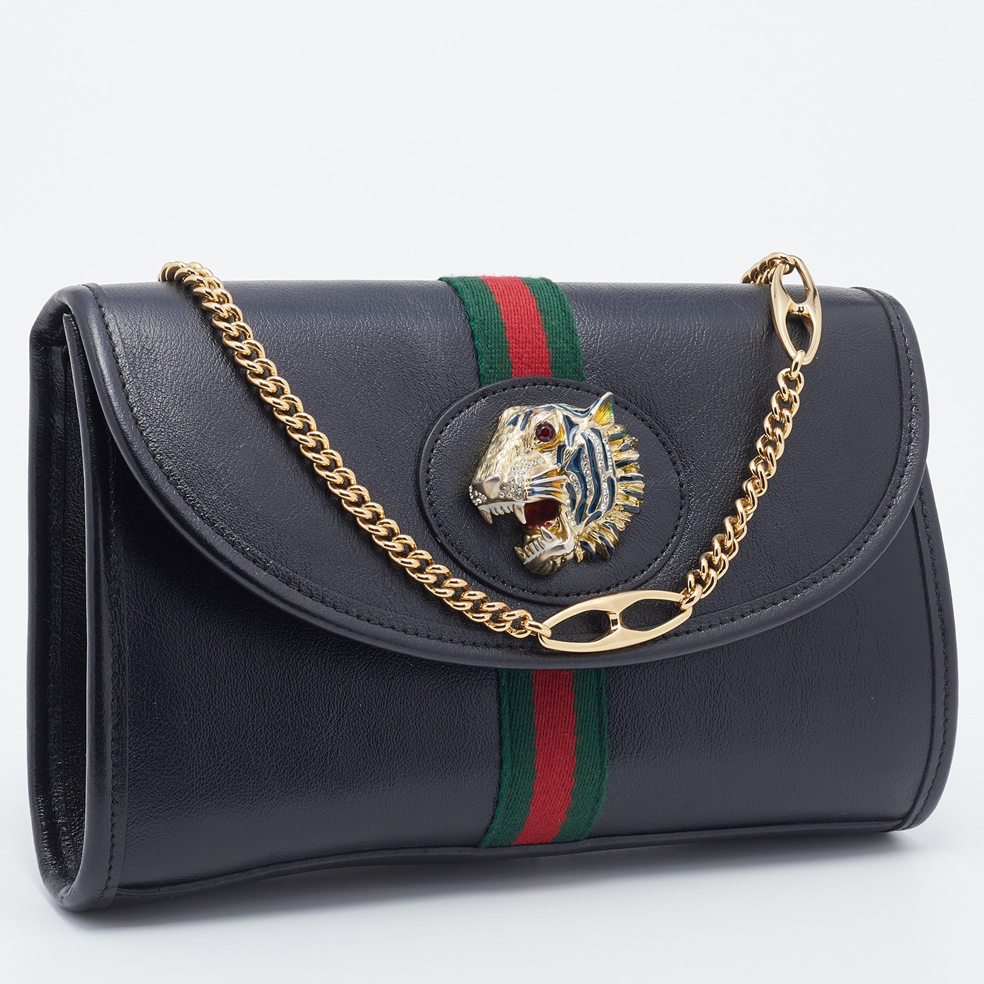 Gucci Black Leather Small Rajah Shoulder Bag