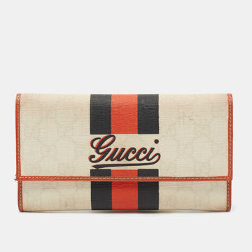 Gucci Tri Color Coated Canvas Logo Flap Continental Wallet