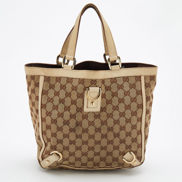 Gucci Beige/Cream GG Canvas And Leather Abbey D-Ring Tote