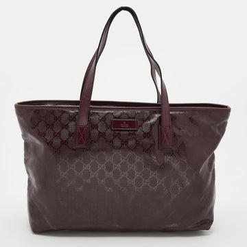 Gucci Burgundy GG Imprime Canvas And Leather Shopper Tote