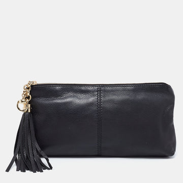 Gucci Black Leather Small Sienna Tassel Clutch