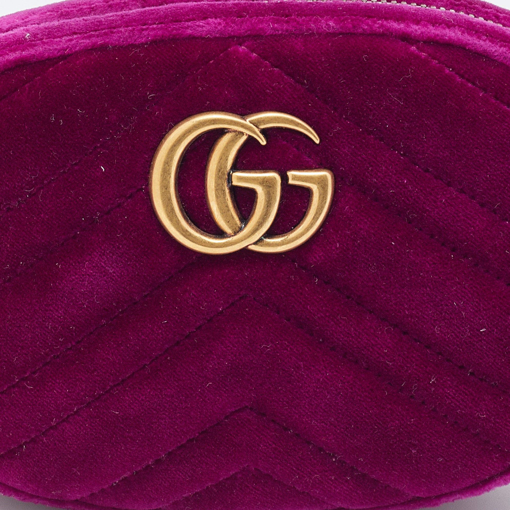 Gucci Purple Matelasse Velvet GG Marmont Belt Bag