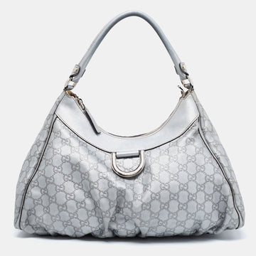 Gucci Silver Guccissima Leather Abbey D-Ring Large Hobo