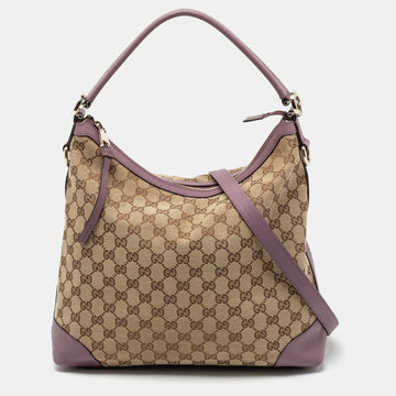 Gucci Beige/Purple GG Canvas And Leather Miss GG Original Hobo