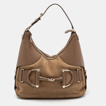 Gucci Brown Leather Medium Web Horsebit Heritage Hobo