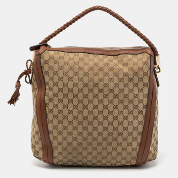 Gucci Beige/Brown GG Canvas And Leather Medium Bella Hobo