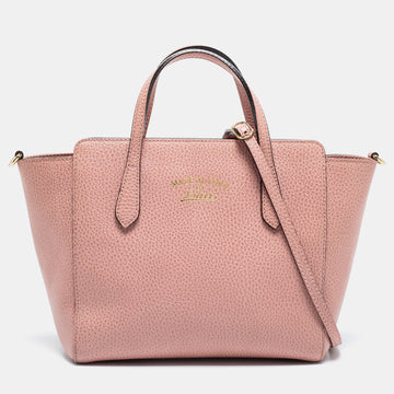 Gucci Pink Pebbled Leather Small Swing Tote