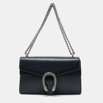 Gucci Black Leather Dionysus Shoulder Bag