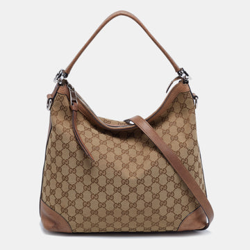 Gucci Brown/Beige GG Canvas and Leather Miss GG Original Hobo